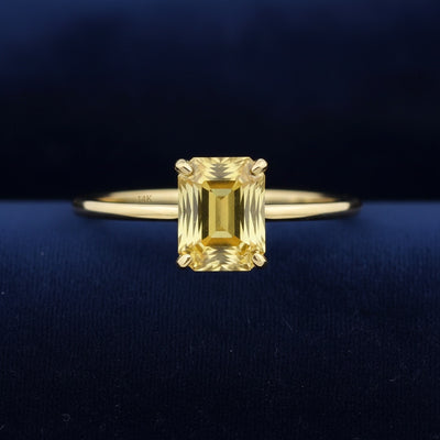 anillo de oro 14k con escapolita amarillo natural 3.83ct corte scissor de Tanzania, joyería mexicana Gold Shield