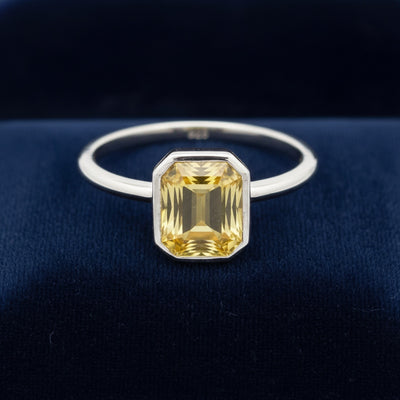 anillo de plata 925 con escapolita amarillo natural 3.83ct corte scissor de Tanzania, joyería mexicana Gold Shield