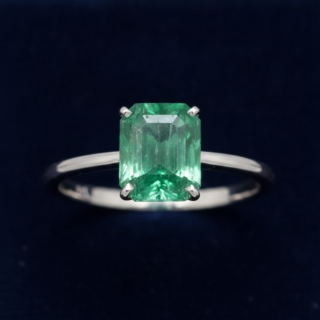 anillo plata 925 con esmeralda verde natural 3.13ct corte octagono, joyería mexicana Gold Shield