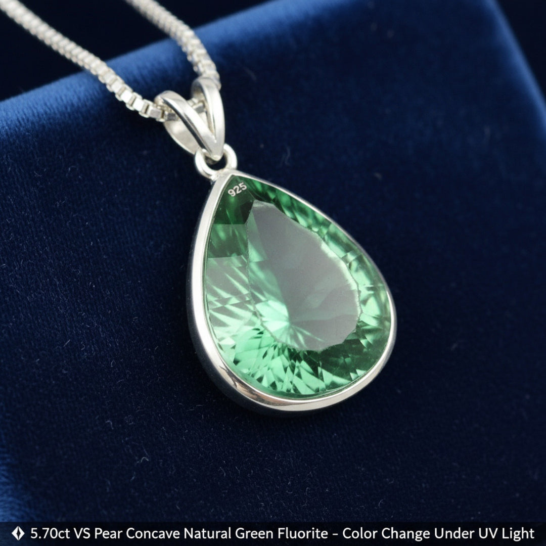 dije de plata 925 con fluorita verde natural 5.70ct corte pera de Sin especificar, joyería mexicana Gold Shield
