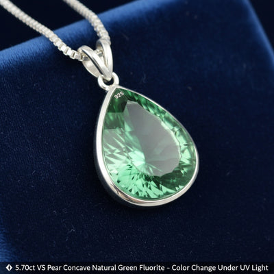 dije de plata 925 con fluorita verde natural 5.70ct corte pera de Sin especificar, joyería mexicana Gold Shield