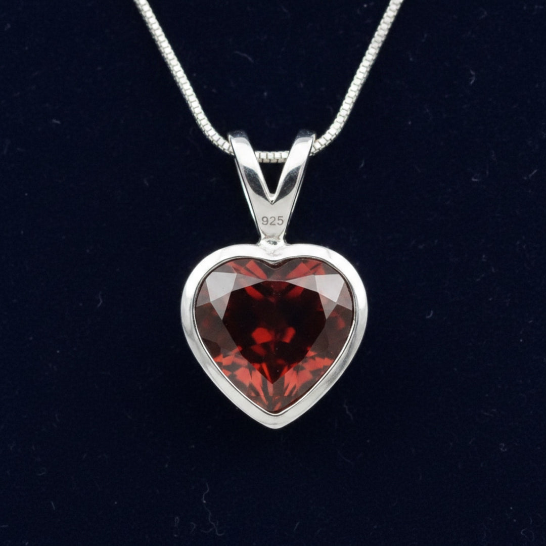 dije plata 925 con granate naranja rojizo natural 3.65ct corte corazon, joyería mexicana Gold Shield