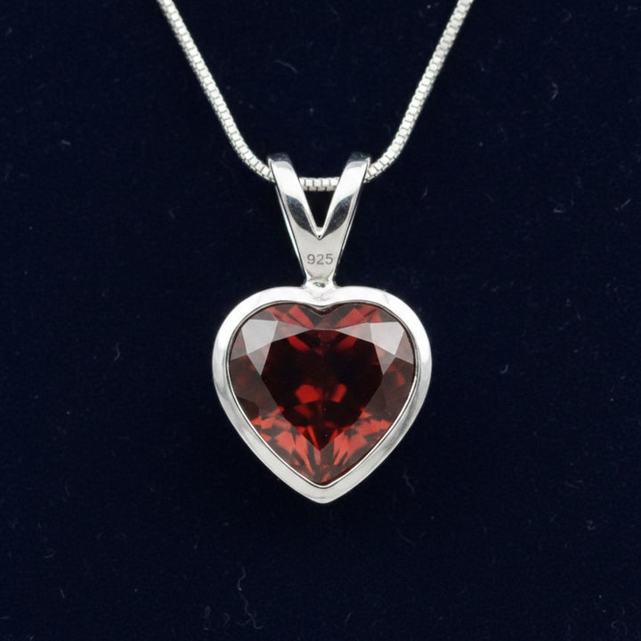 dije plata 925 con granate naranja rojizo natural 3.65ct corte corazon, joyería mexicana Gold Shield