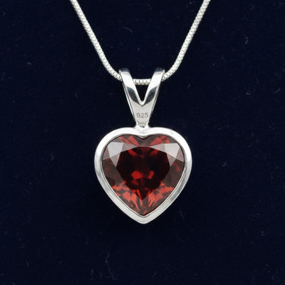 dije plata 925 con granate naranja rojizo natural 3.65ct corte corazon, joyería mexicana Gold Shield