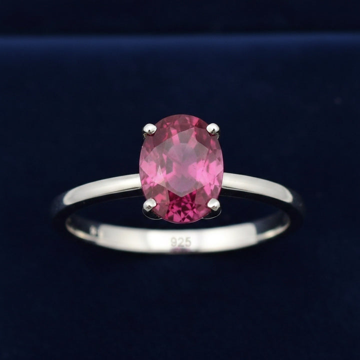 anillo de plata 925 con granate rhodolita purpureo rosa natural 2.17ct corte oval de Africa, joyería mexicana Gold Shield