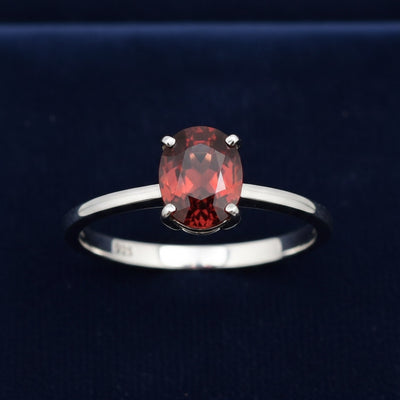 anillo plata 925 con granate rojizo naranja natural 3.85ct corte oval, joyería mexicana Gold Shield