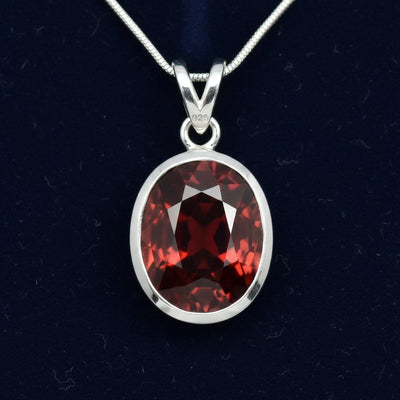 dije plata 925 con granate rojizo naranja natural 3.85ct corte oval, joyería mexicana Gold Shield