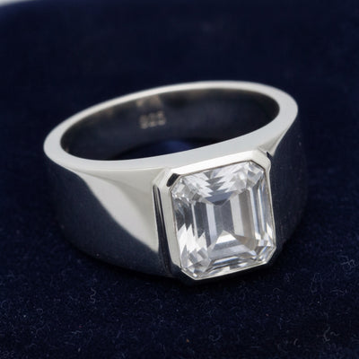 anillo de hombre de plata 925 con piedra de luna arcoiris natural 0.87ct corte octagono, joyería mexicana Gold Shield