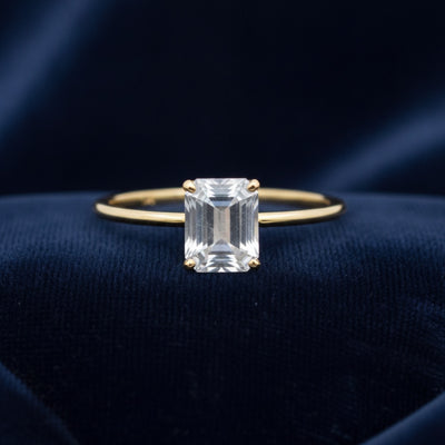 anillo oro 14k con piedra de luna arcoiris natural 0.87ct corte octagono, joyería mexicana Gold Shield