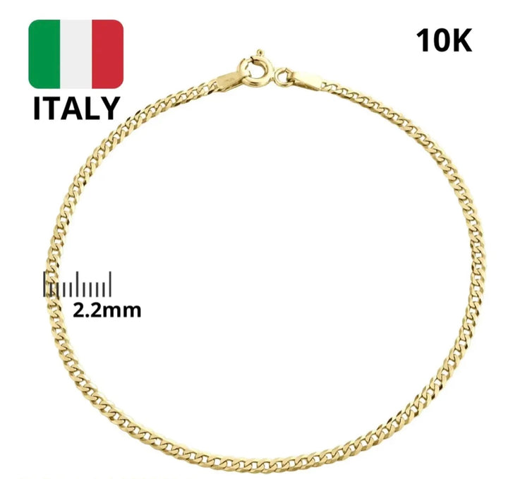 Pulsera de oro 10k Italy con tejido barbado de 2.2 mm de grosor, sello 10K