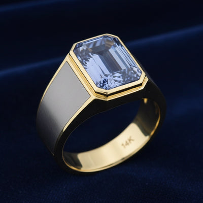 anillo de hombre de oro 14k con tanzanita azul violeta natural 1.27ct corte octagonal de Tanzania, joyería mexicana Gold Shie