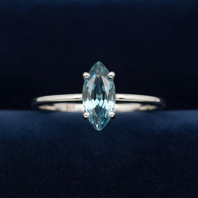 anillo de plata 925 con topacio london blue natural 0.89ct corte marquesa de Brasil, joyería mexicana Gold Shield