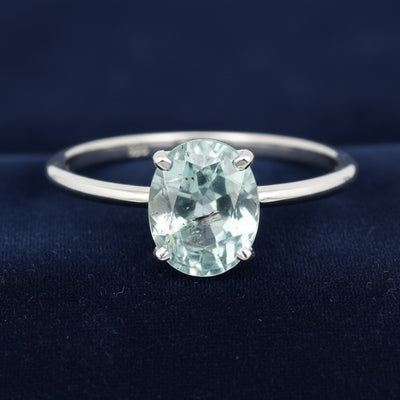 anillo de plata 925 con turmalina azulado verde natural 1.74ct corte oval de Africa, joyería mexicana Gold Shield