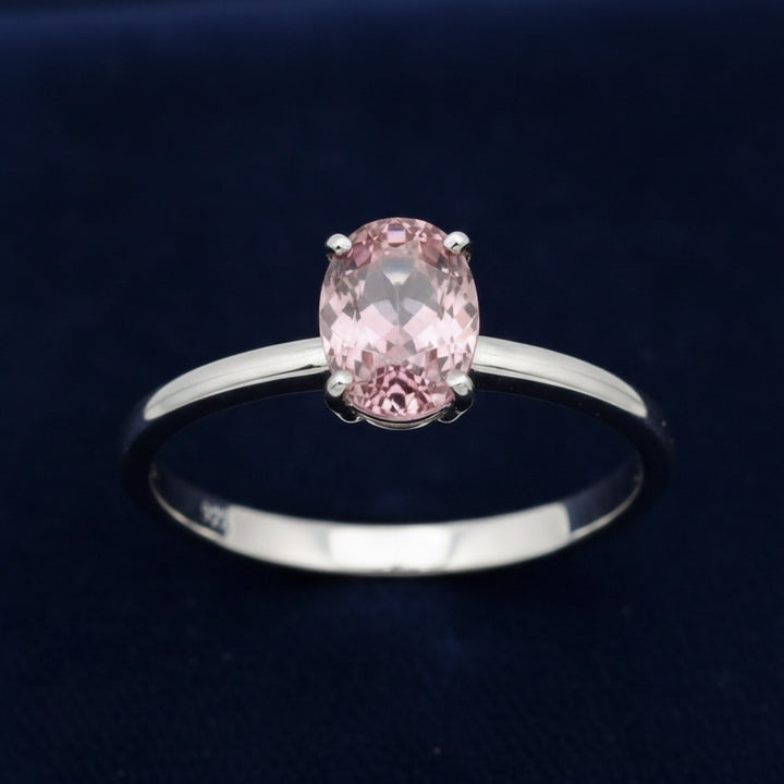 anillo plata 925 con turmalina rosa natural 0.47ct corte oval, joyería mexicana Gold Shield