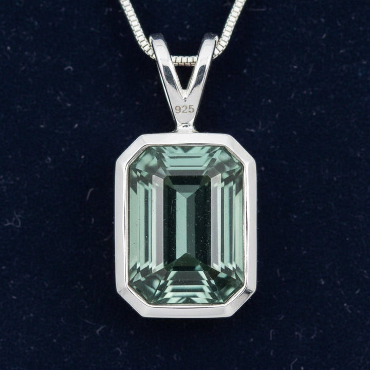 dije plata 925 con turmalina verde natural 0.98ct corte octagon, joyería mexicana Gold Shield