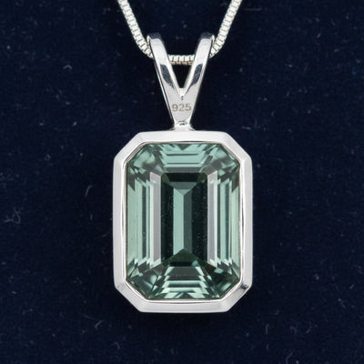 dije plata 925 con turmalina verde natural 0.98ct corte octagon, joyería mexicana Gold Shield