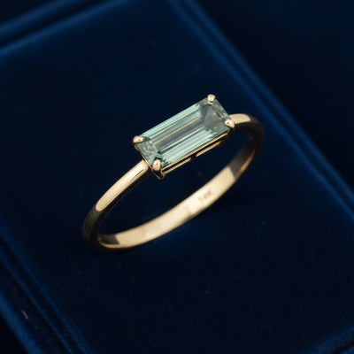 anillo oro 14k con turmalina verde natural 1.20ct, joyería mexicana Gold Shield