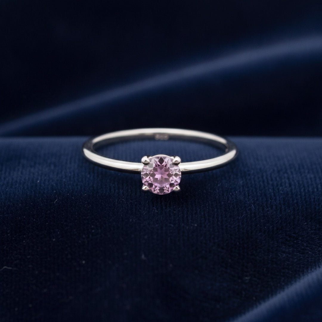 anillo plata 925 con zafiro rosa natural 0.34ct corte rose-cut redondo, joyería mexicana Gold Shield