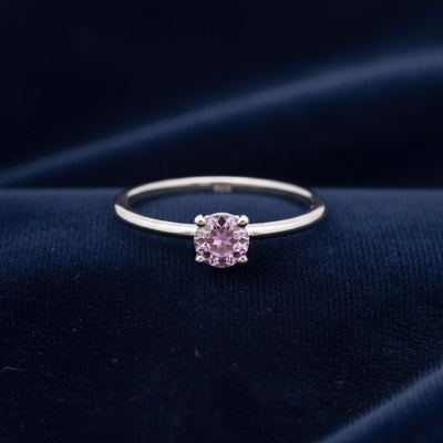 anillo plata 925 con zafiro rosa natural 0.34ct corte rose-cut redondo, joyería mexicana Gold Shield