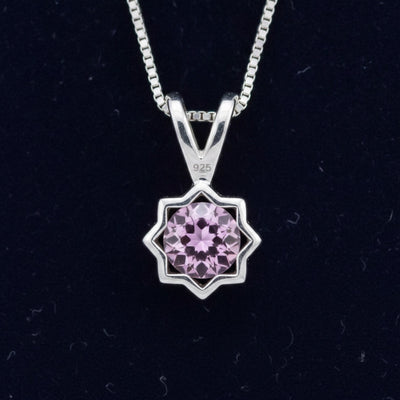 dije plata 925 con zafiro rosa natural 0.34ct corte rose-cut redondo, joyería mexicana Gold Shield