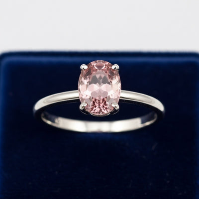 anillo de plata 925 con zircon rosa natural 1.41ct corte oval de Tanzania, joyería mexicana Gold Shield
