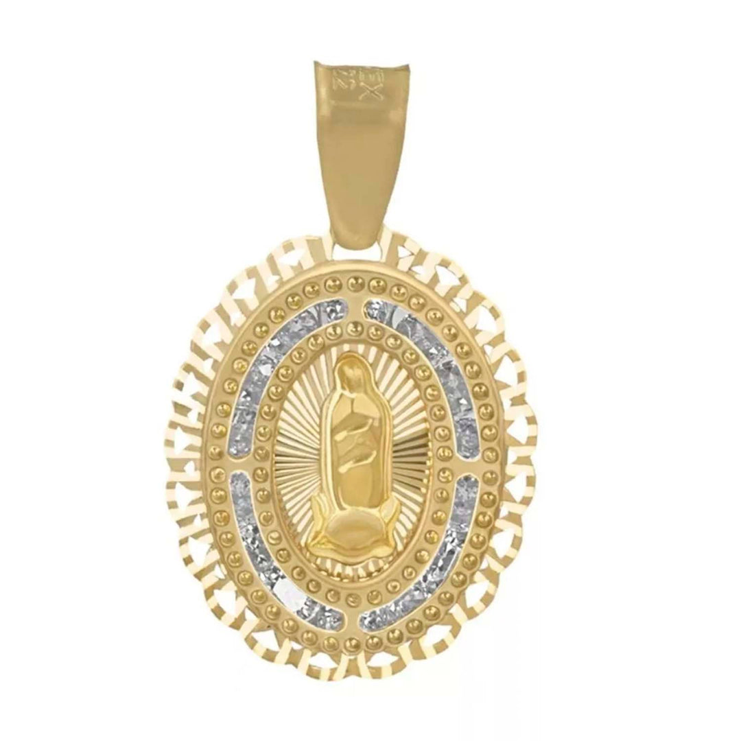 Medalla de la virgen de guadalupe oro 10k con cadena (Unisex)