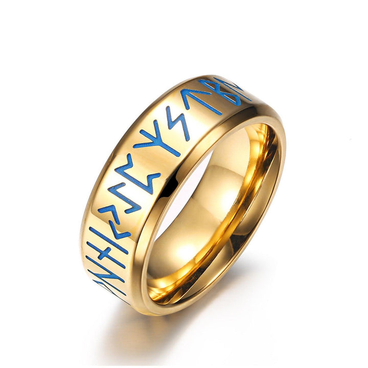 Anillos para Hombre de Acero Inoxidable con Runas Vikingas - GOLD SHIELD