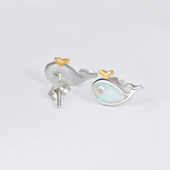 Aretes Ballena de Plata y Zirconia - GOLD SHIELD