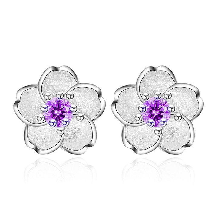 Aretes Flor de Cerezo de Plata 925 y Zirconia - GOLD SHIELD