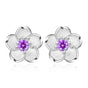 Aretes Plata 925 Flor de Cerezo y Zirconia para Mujer