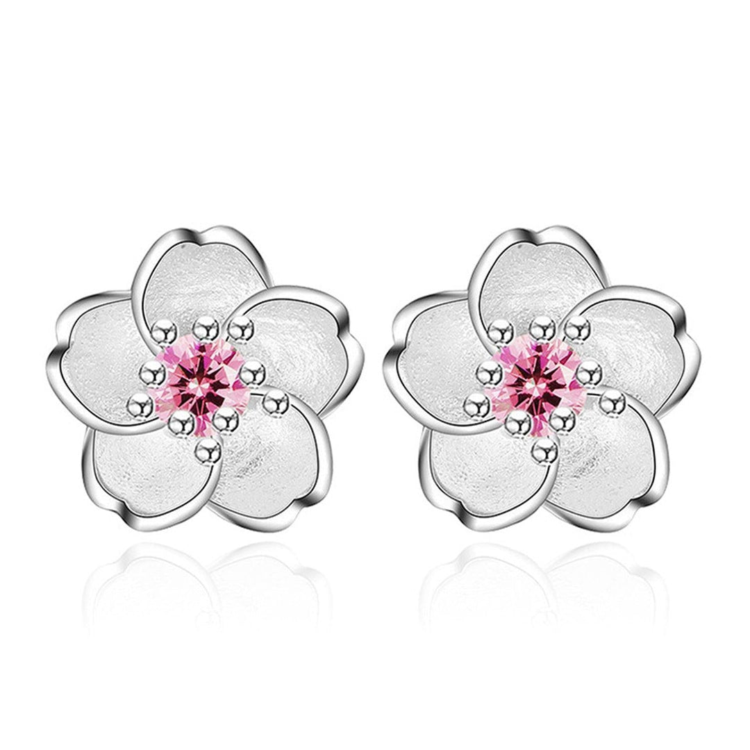 Aretes Flor de Cerezo de Plata 925 y Zirconia - GOLD SHIELD