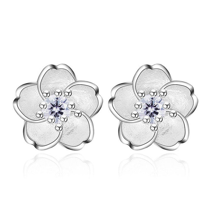 Aretes Flor de Cerezo de Plata 925 y Zirconia - GOLD SHIELD