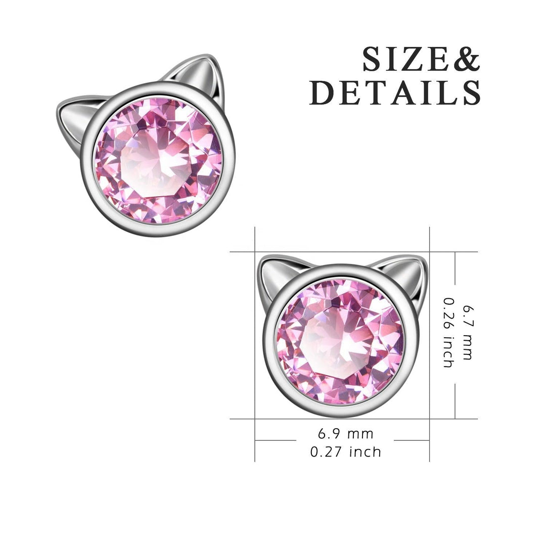 Aretes Gatito de Plata 925 y Zirconia - GOLD SHIELD