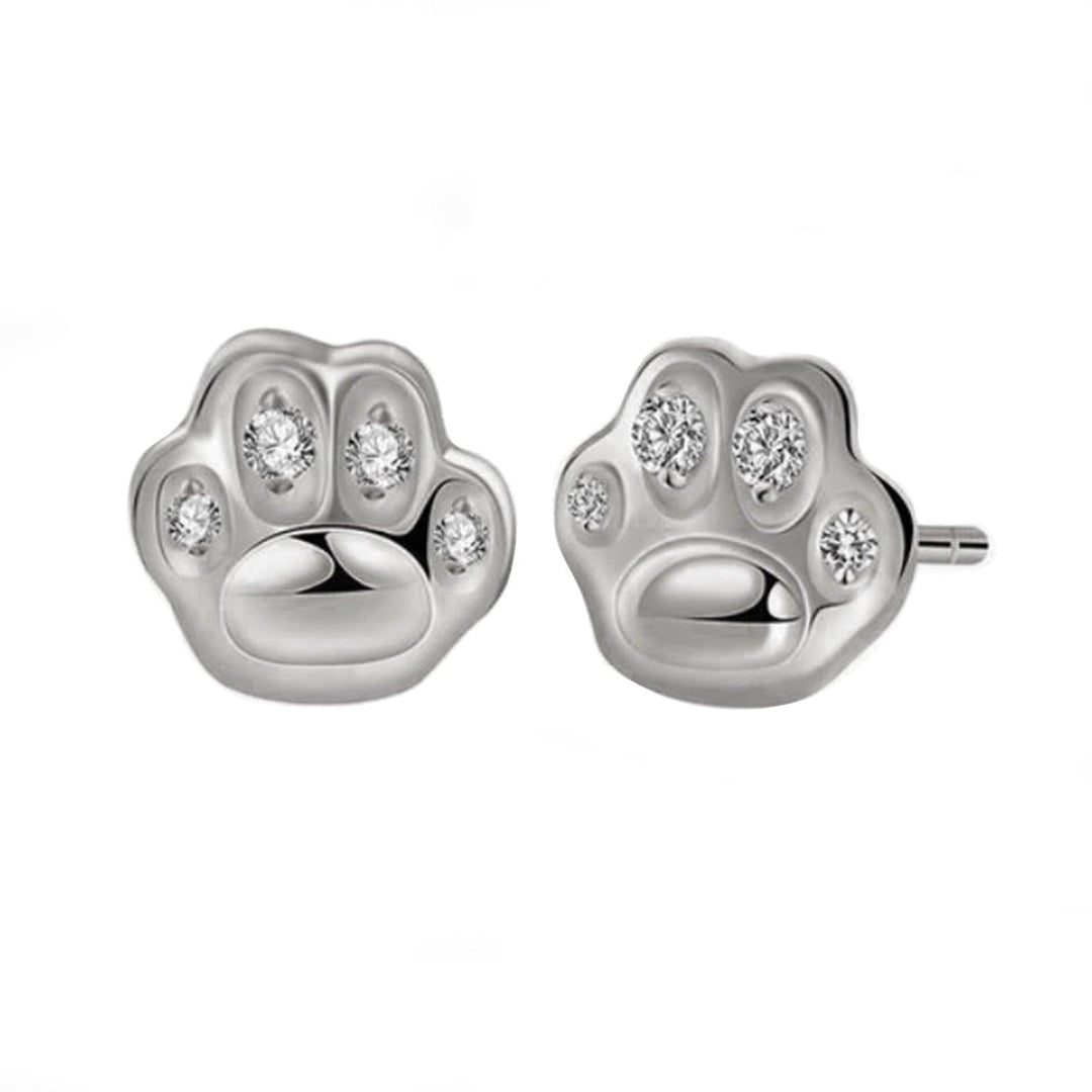 Aretes Huellas de Gato de Plata 925 y Zirconia - GOLD SHIELD