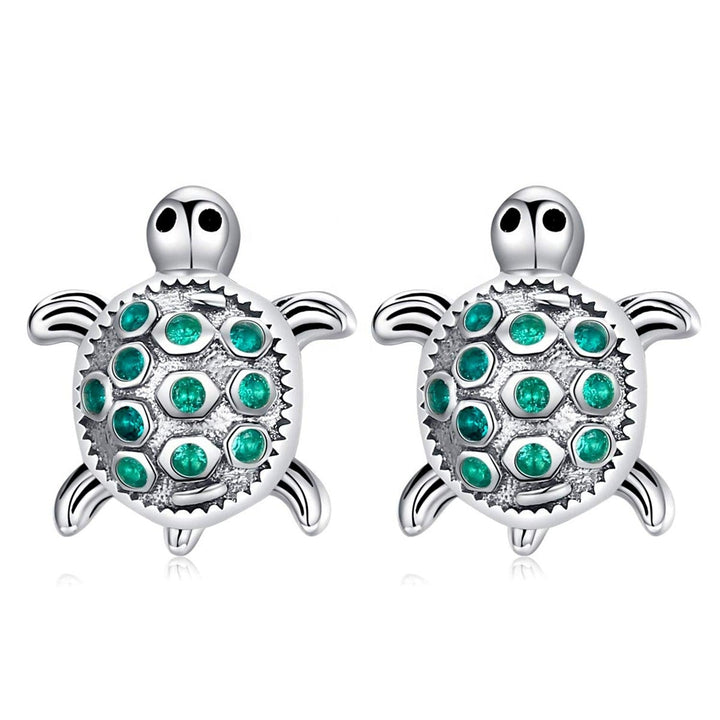 Aretes Tortuga de Plata 925 y Zirconia - GOLD SHIELD