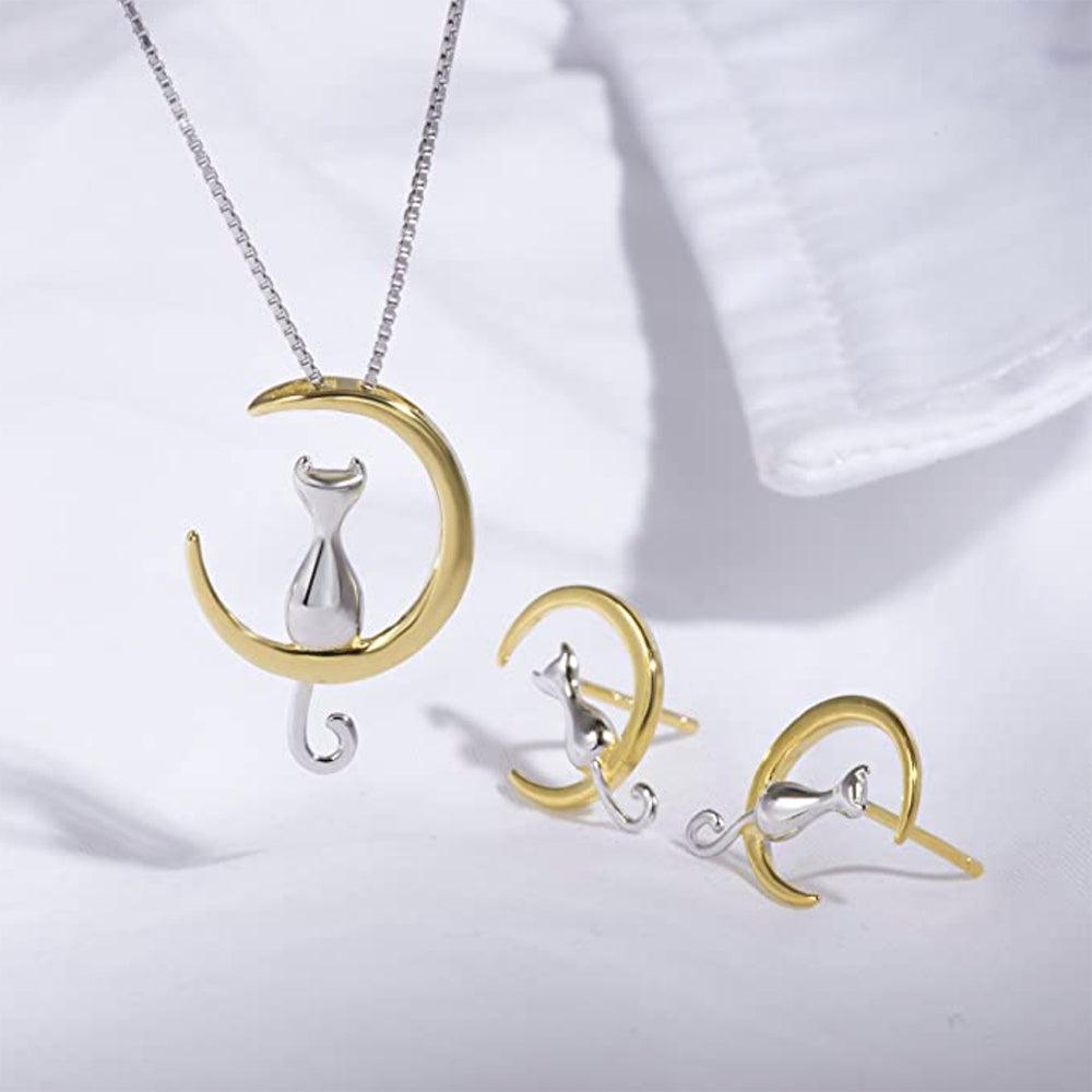  Collares de gato para mujer, colgante de gatito de plata de ley  para amantes de los gatos con caja de joyería de regalo. Cadena larga  ajustable con dije