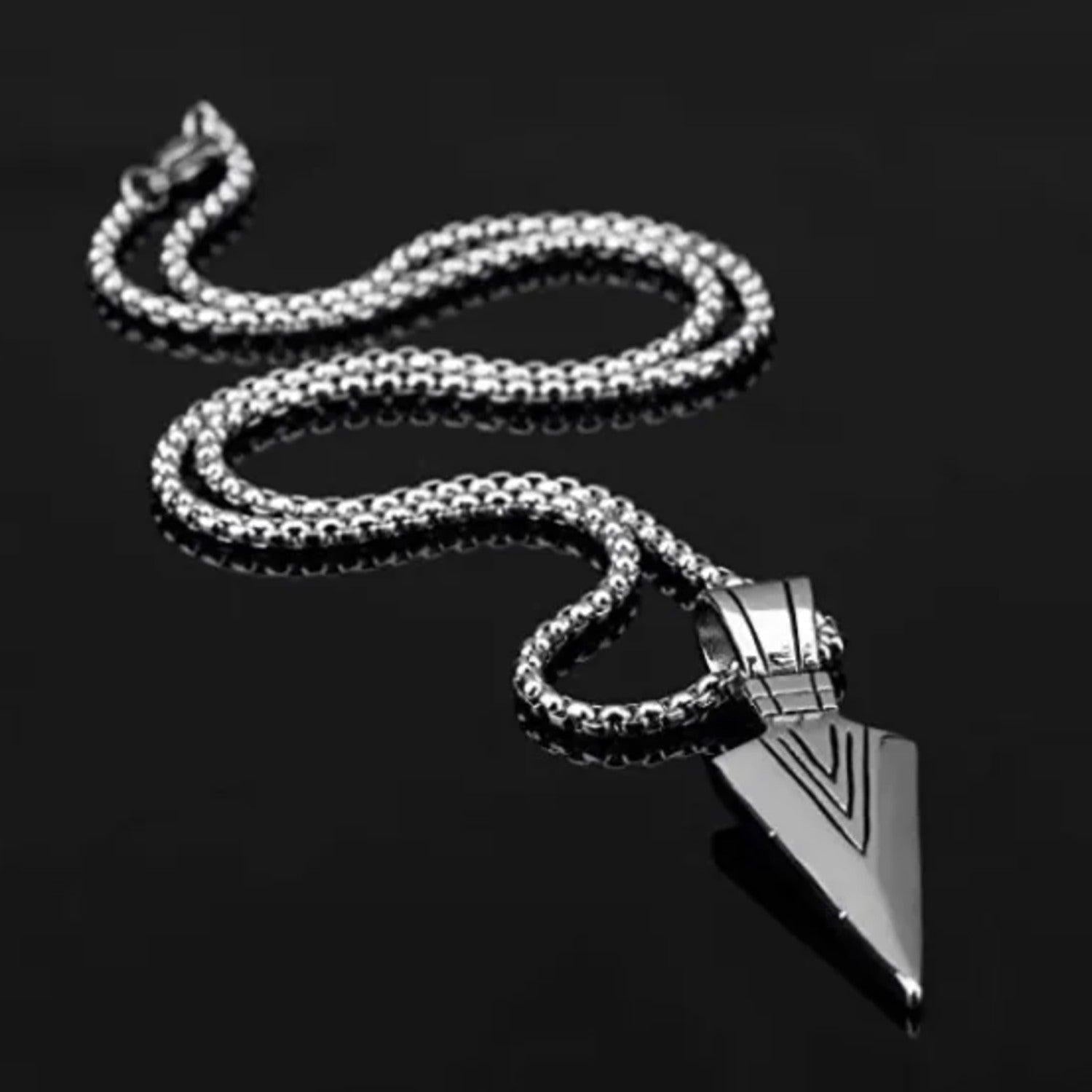Collar Vikingo Para Hombre IZZY RELIC - Punta De Flecha Con Símbolos Nórdicos, Acero Inoxidable O Dorado