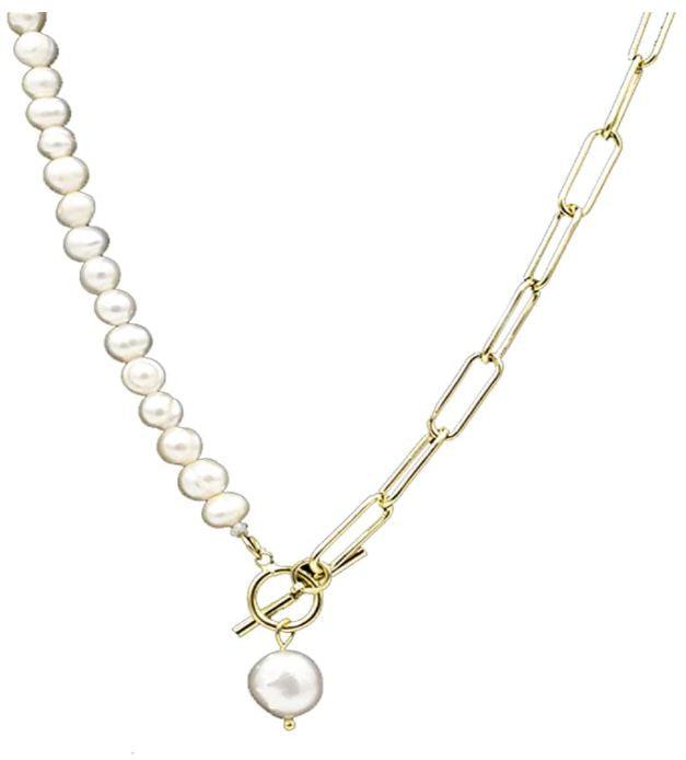 Collar para Mujer de Acero Inoxidable Perlas de Fantasía - GOLD SHIELD