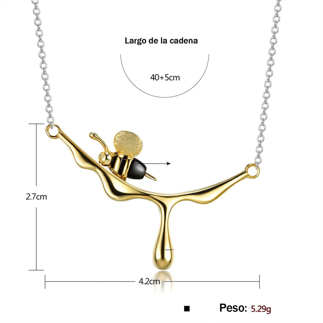 Collar para Mujer de Plata 925 Abeja y Miel - GOLD SHIELD