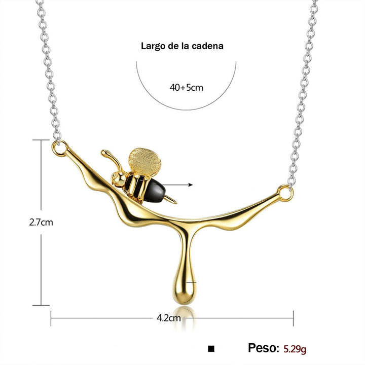 Collar para Mujer de Plata 925 Abeja y Miel - GOLD SHIELD