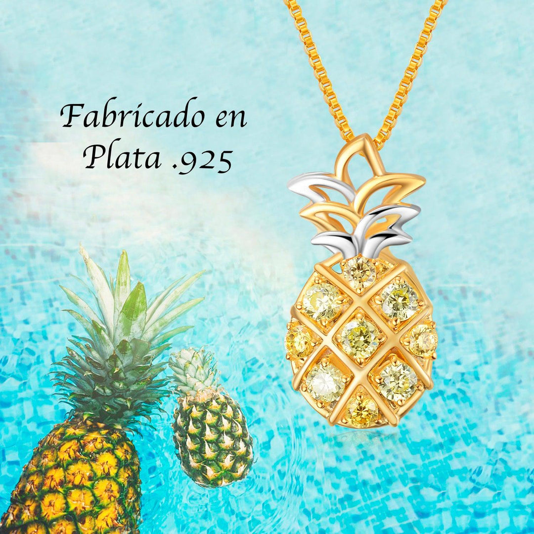 Collar para Mujer de Plata 925 Piña Dorada - GOLD SHIELD