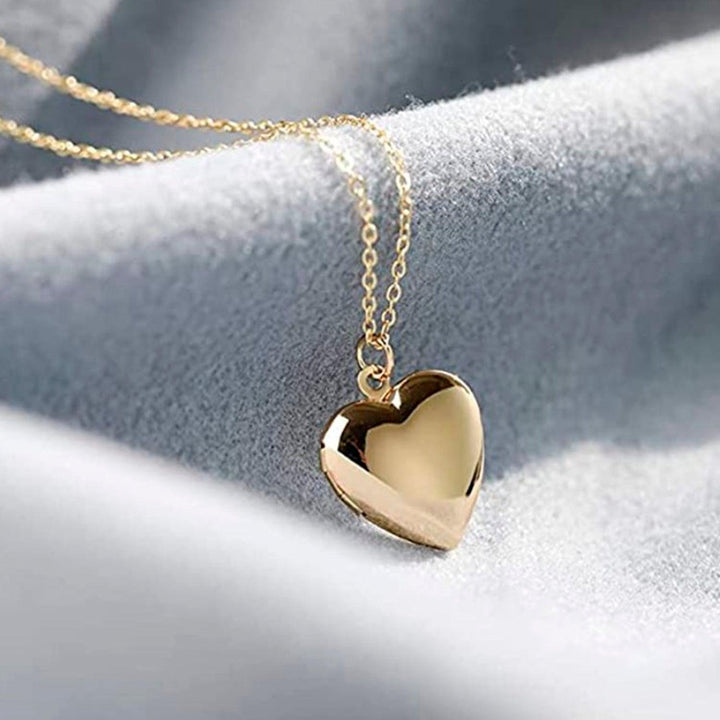 Collar para Mujer Porta Fotos Relicario de Aleación Corazón - GOLD SHIELD