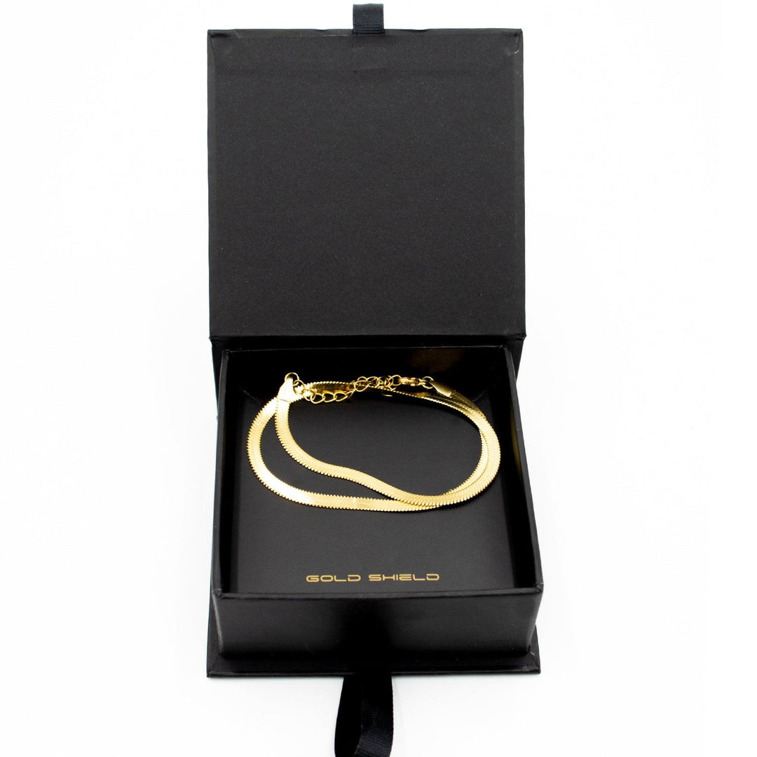 Gargantilla Lisa para Mujer Choker con Chapa de Oro 14K Ajustable - GOLD SHIELD