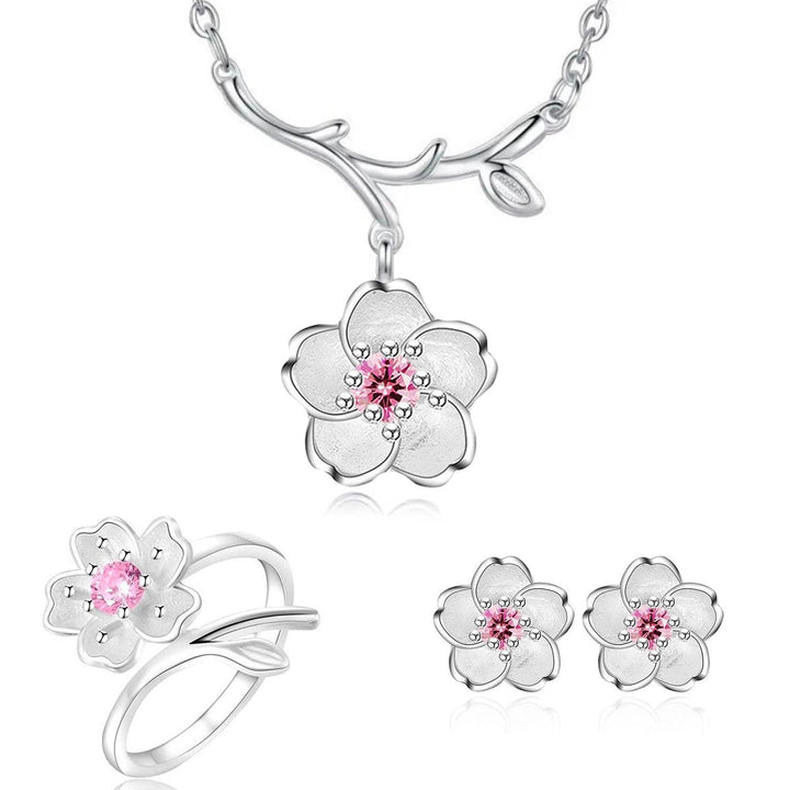 Set de Joyería 3 Piezas para Mujer de Plata 925 Flor de Cerezo - GOLD SHIELD