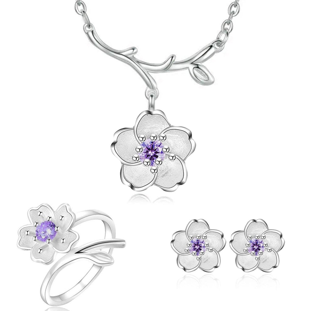 Set de Joyería 3 Piezas para Mujer de Plata 925 Flor de Cerezo - GOLD SHIELD