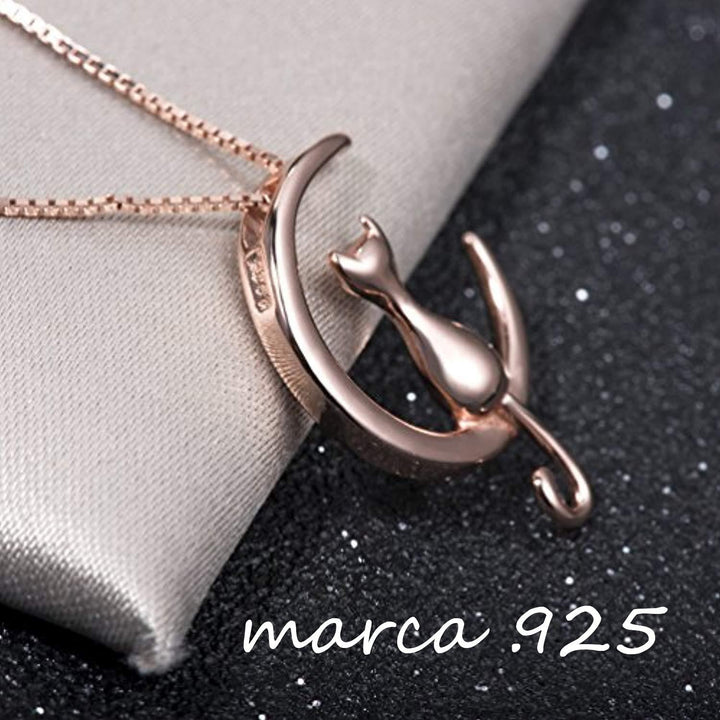 Set de Joyería 3 Piezas para Mujer de Plata 925 Gato Luna - GOLD SHIELD