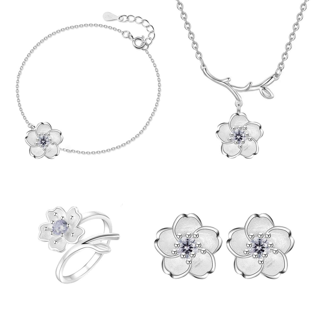 Set de Joyería 4 Piezas para Mujer de Plata 925 Flor de Cerezo - GOLD SHIELD